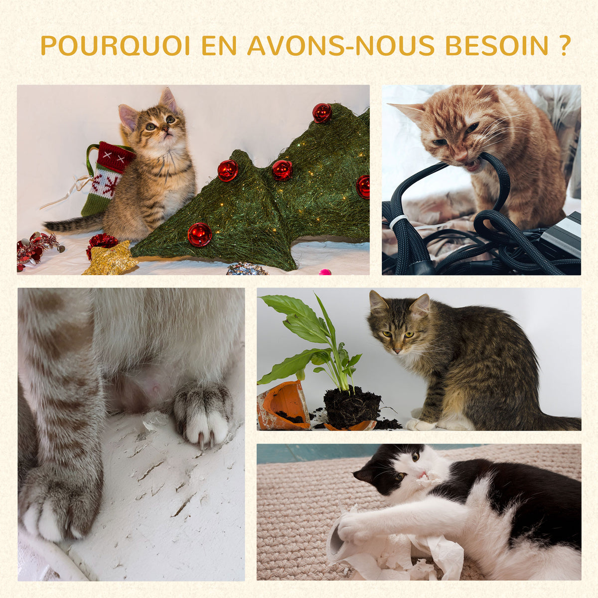 Arbre à chats multi-équipements griffoirs grattoirs plateformes niche jeu boule suspendue Ø 48 x 104H cm gris-6