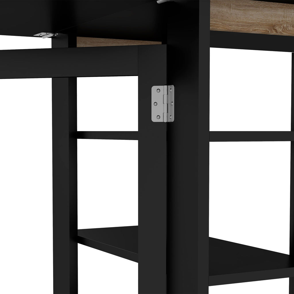 Table à Manger Pliante sur Roulettes, Table de Cuisine pour 2 à 4 Personnes avec Étagères de Rangement, Noir-7