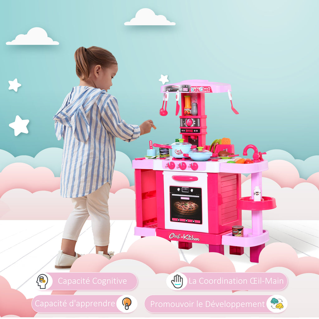 Cuisine pour Enfant Recettes Jeu d'imitation 38 Accessoires Inclus Sons et lumières polypropylène Rose-5