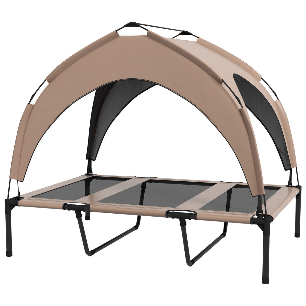 Lit pour chien chat sur pieds lit chien surélevé velum anti-UV oxford sac de transport 106 x 76 x 94 cm café-0