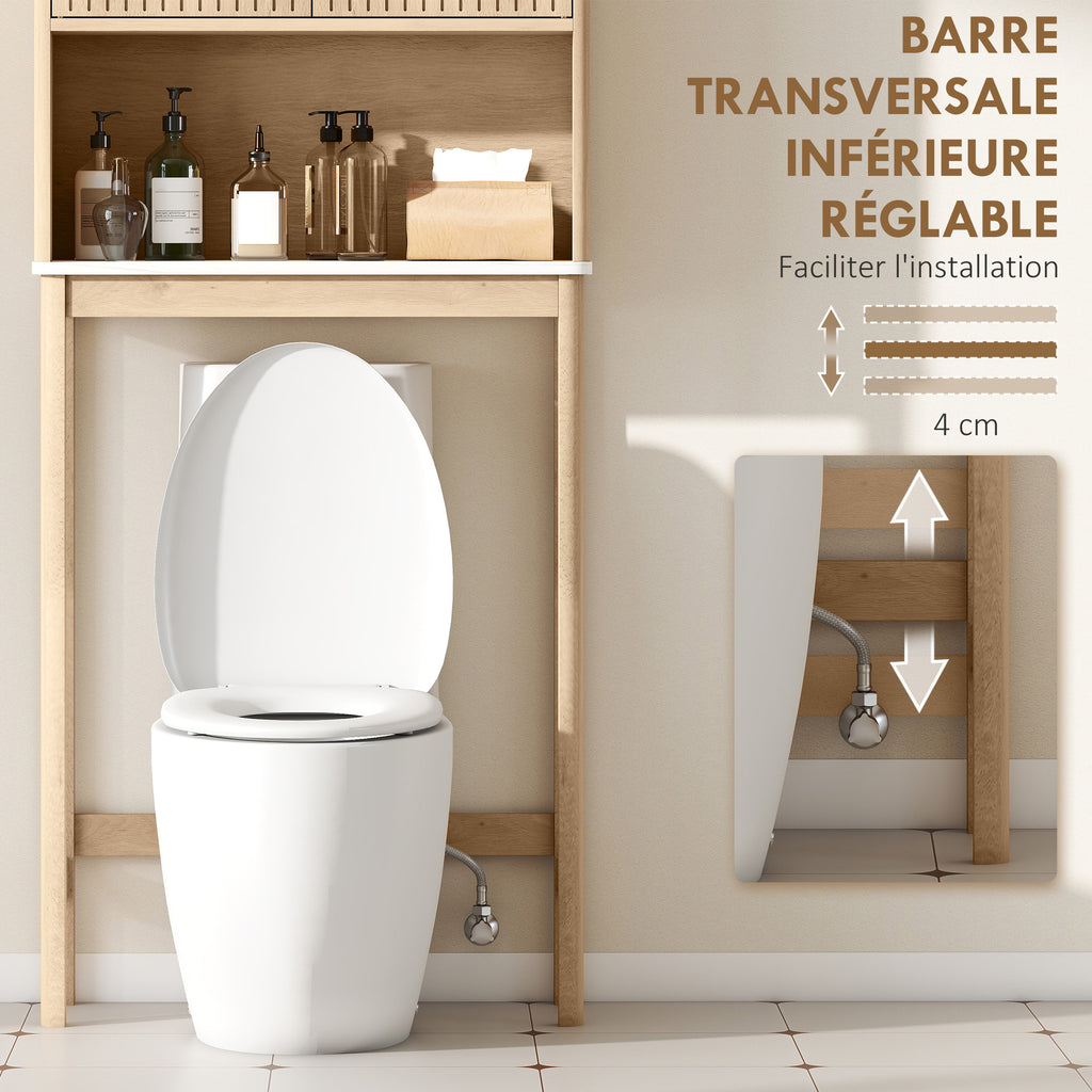 Meuble WC dessus de toilette meuble toilettes WC rangement avec placard à double porte étagères  66 x 25 x 168 cm, chêne-9