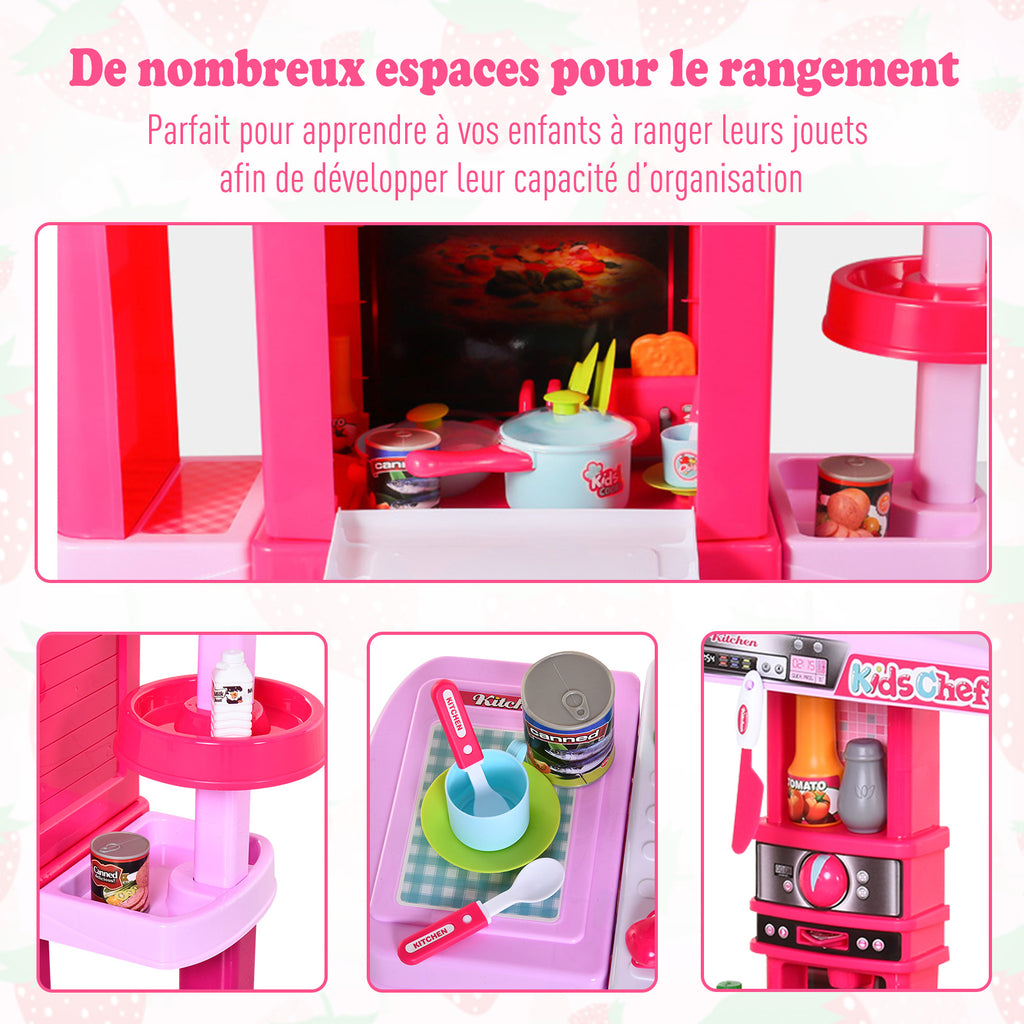 Cuisine pour Enfant Recettes Jeu d'imitation 38 Accessoires Inclus Sons et lumières polypropylène Rose-7
