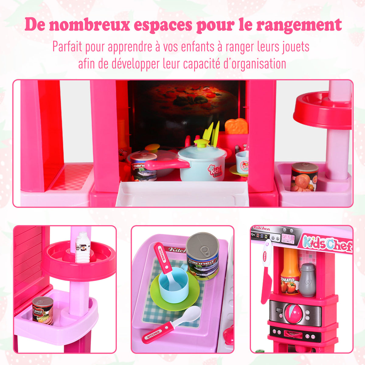 Cuisine pour Enfant Recettes Jeu d'imitation 38 Accessoires Inclus Sons et lumières polypropylène Rose-7