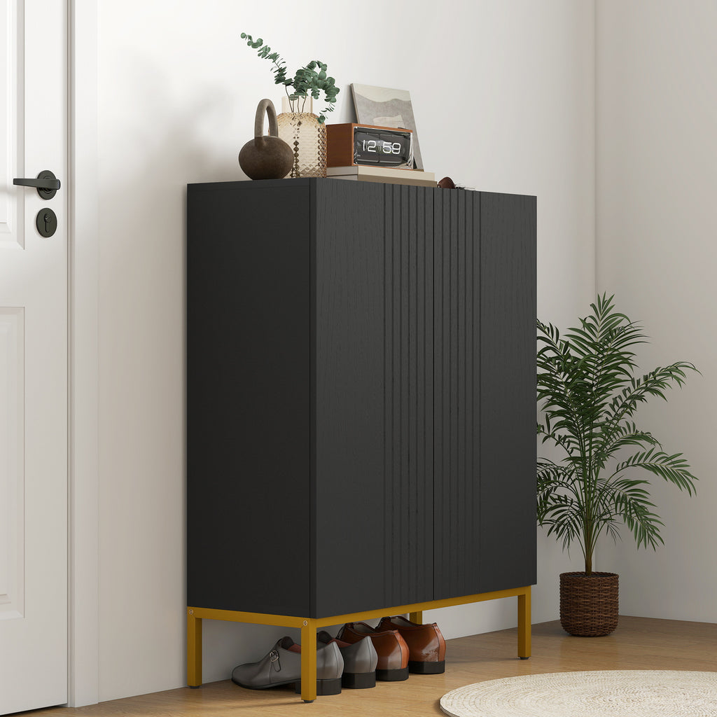 Meuble à Chaussures 20 Paires, Armoire à Chaussures, Portes à Fermeture Douce, Étagères Réglables, Pieds en Acier, Noir-7