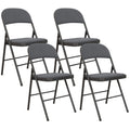 Lot de 4 chaises pliantes et portables intérieur avec assises et dossiers rembourrés en velours, cadre en acier, gris foncé-0