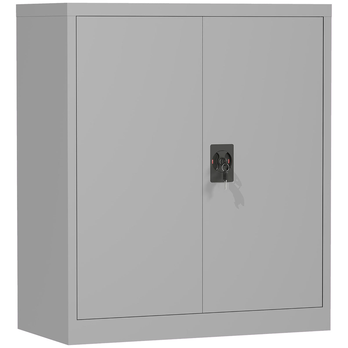 Armoire de Bureau Métallique, 80 x 40 x 92,5 cm, Meuble de Rangement en Acier avec Serrure, Étagère Réglable, Gris-0