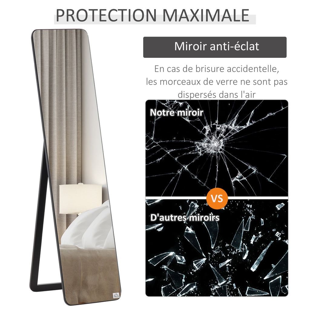 Miroir sur Pied et Mural rectangulaire dim. 37L x 43l x 156H cm MDF Aspect Noir-6