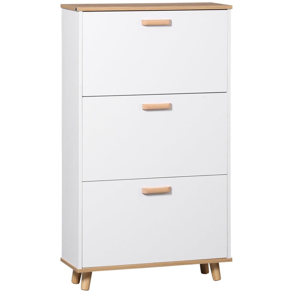 Meuble à chaussures style scandinave 3 abattants 70 x 23,5 x 122 cm blanc-0