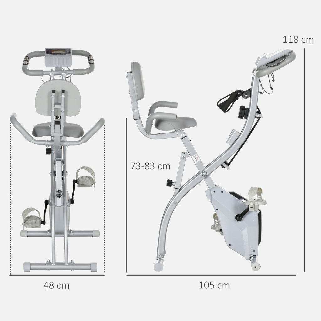 Vélo d'appartement pliant 8 niveaux de résistance magnétique dossier selle réglable poignées ergonomiques noir gris-2