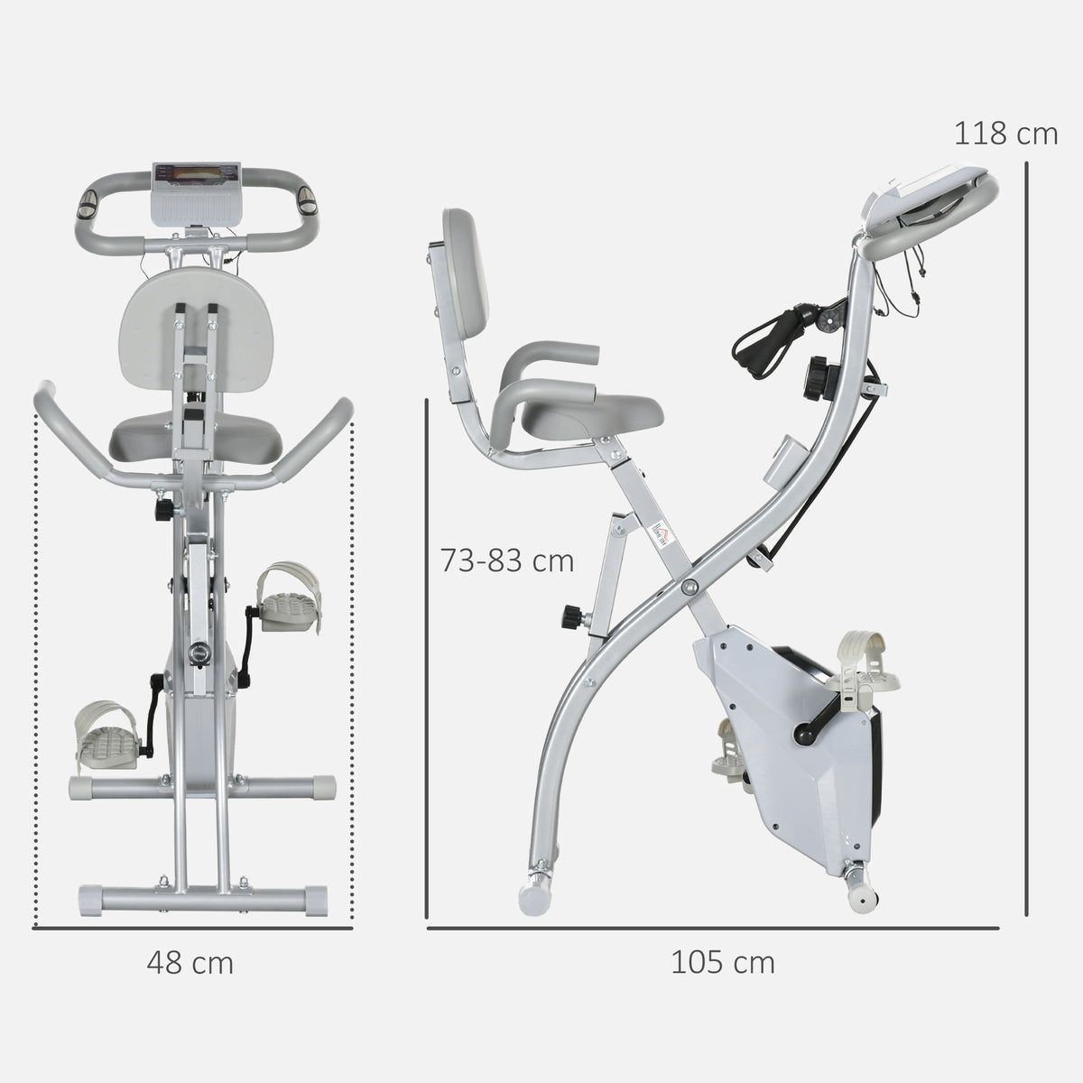 Vélo d'appartement pliant 8 niveaux de résistance magnétique dossier selle réglable poignées ergonomiques noir gris-2