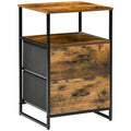 Table de Chevet avec 2 Tiroirs Tissus Table d'appoint petit Meuble de Rangement Style Industriel Commode 2 tiroirs - 45 x 40 x 70,5 cm - Bois et métal-0