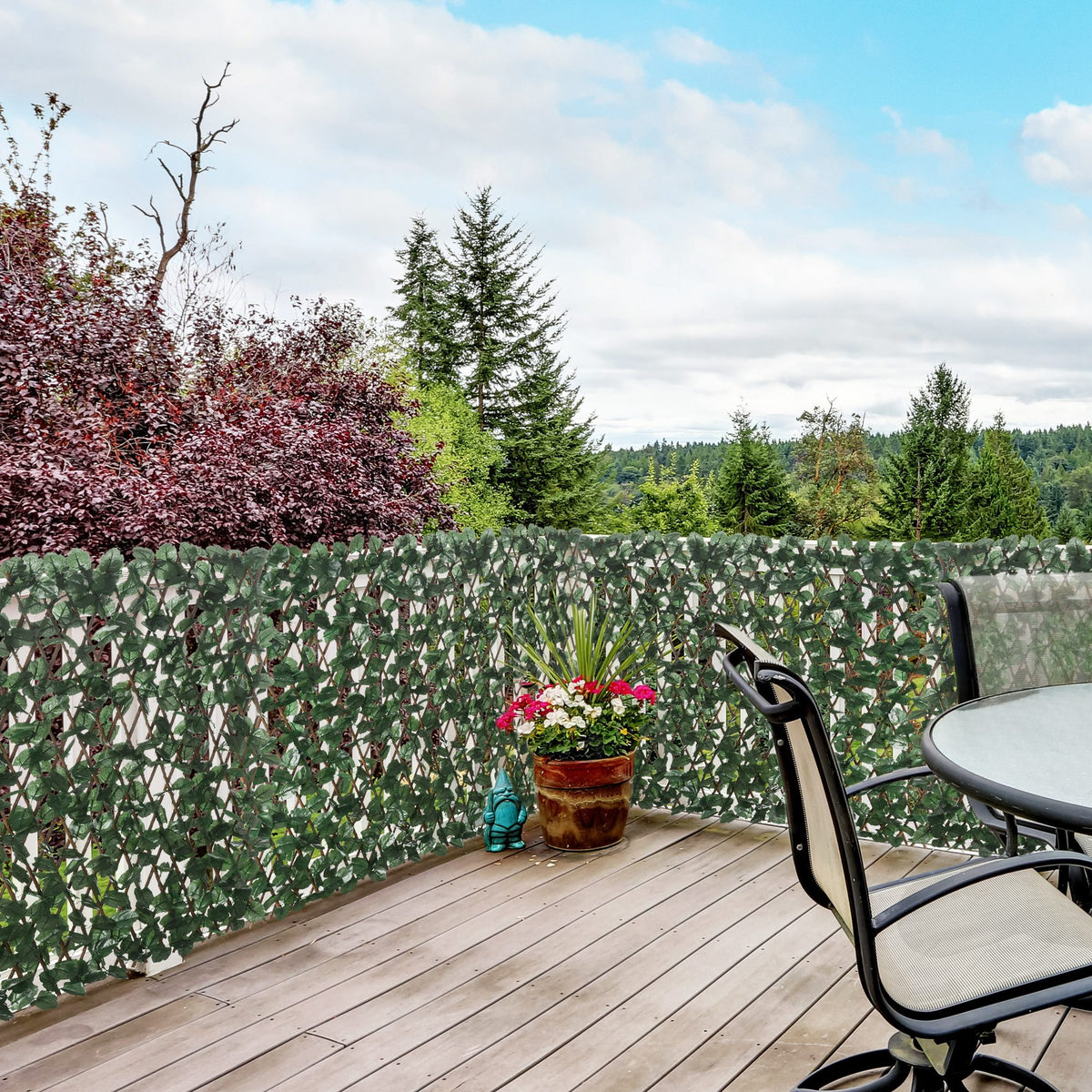 Haie artificielle feuilles murale brise-vue 2 panneaux longueur ajustable 295 x 70 cm treillis extensible en PE vert-9