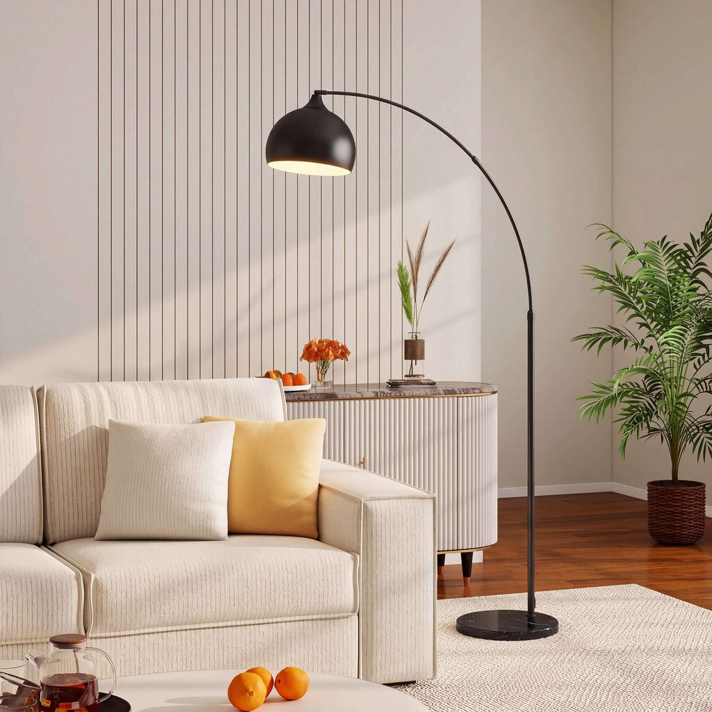 Lampadaire, Lampe de Salon Arc Réglable, Pied Marbre, Style Vintage, 40W, E27, 100-115L x 35l x 170-180H cm, Noir-8