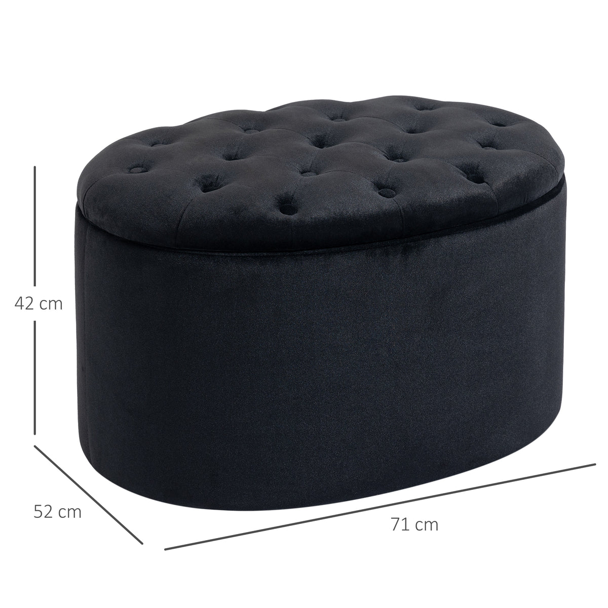 Banc de rangement rembourré avec espace de rangement pour couloir chambre salon 71 x 52 x 42 cm noir-2