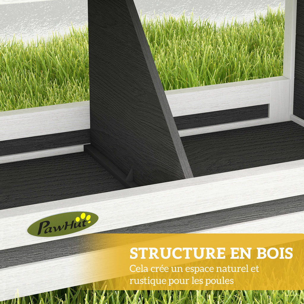 Pondoir nichoir pour poules 3 emplacements avec toit asphalte structure en bois 66 x 37 x 34 cm gris noir-4