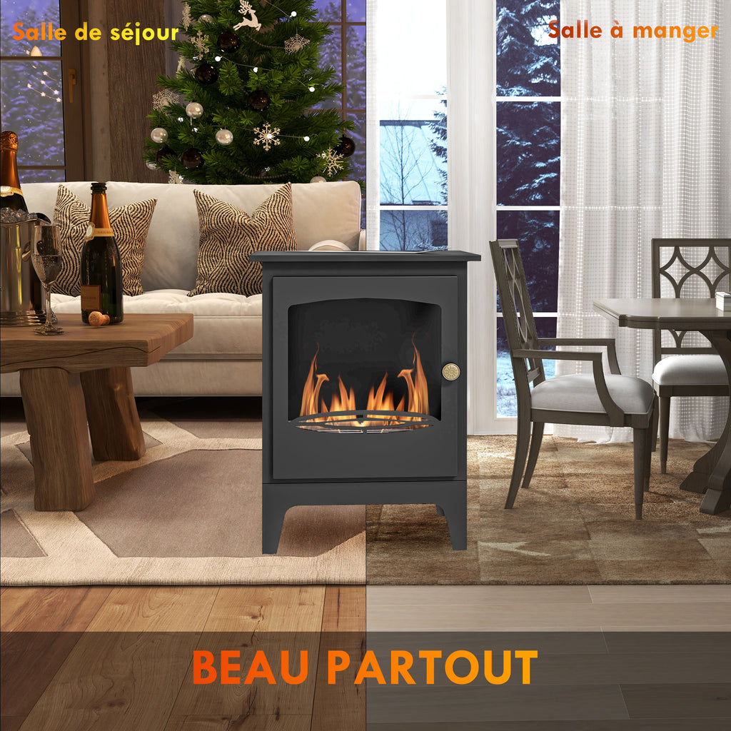 Cheminée à l'éthanol sur pieds style contemporain avec réservoir 1,2Lenviron couverture 25 m² 39 x 26 x 54 cm noir-5