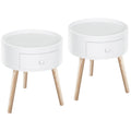 Lot de 2 tables basses - table de chevet - table de nuit ronde - design scandinave table d'appoint bout de canapé-0