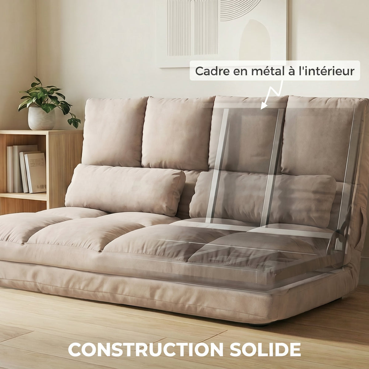 Chauffeuse Matelas d'appoint Pliant - Fauteuil Convertible - Inclinaison Dossier réglable 14 Positions - 2 Coussins-6