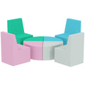 Parcours motricité bébé 8PCS, module motricité bébé mousse EPE et housse en PU, design table et chaises, multicolore-0
