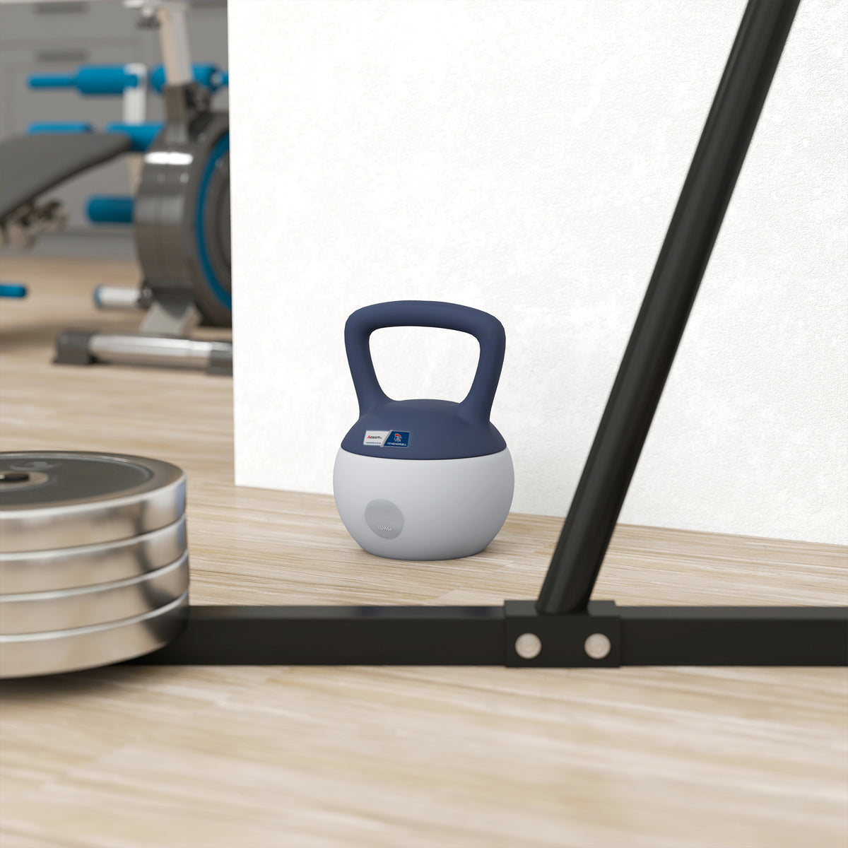 Kettlebell 10kg - haltère avec poignée antidérapante, gris et bleu-7