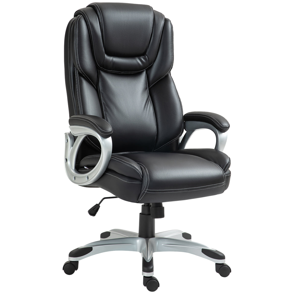 Chaise de bureau fauteuil de bureau avec fonction bascule roulettes pivotantes 360° 66 x 75,5 x 115,5-124,5 cm noir-0