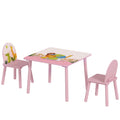 Table enfant avec chaise, ensemble table et 2 chaises en bois pour dessiner, jouer, étudier, rose-0