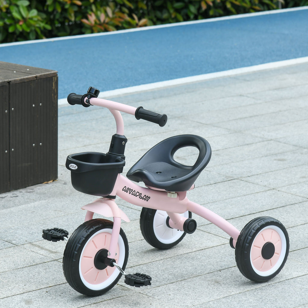 Tricycle enfants avec sonnette et panier selle réglable avec dossier - pour enfant de 2 à 5 ans rose-9