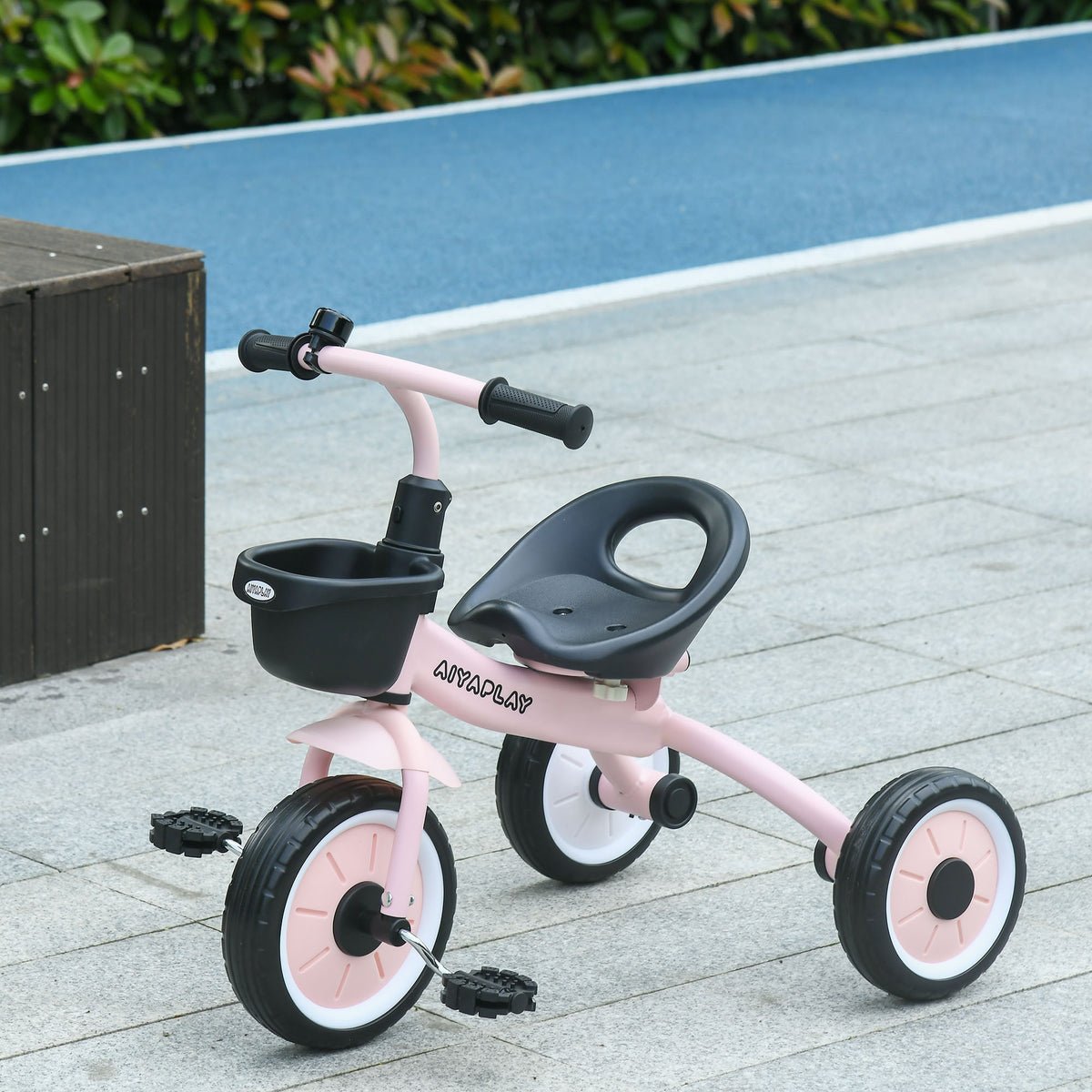 Tricycle enfants avec sonnette et panier selle réglable avec dossier - pour enfant de 2 à 5 ans rose-9