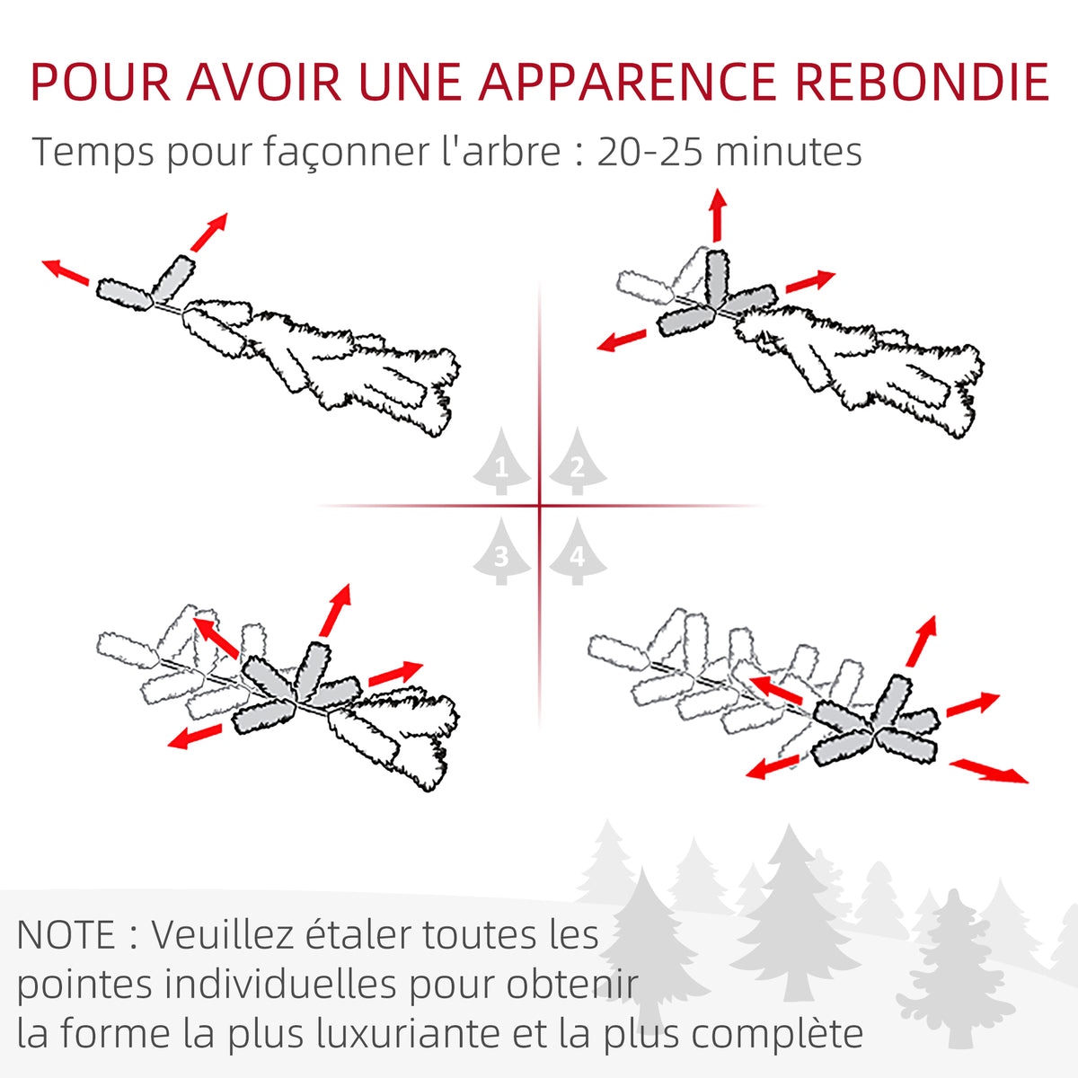 Sapin arbre de Noël artificiel 195 cm 556 branches avec 27 pommes de pin+ support pied pliable vert-4