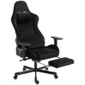 Chaise Gaming Ergonomique Massante et Coussin Lombaire Chauffant, Fauteuil Gaming Inclinable en Lin, Accoudoirs 3D, Noir-0
