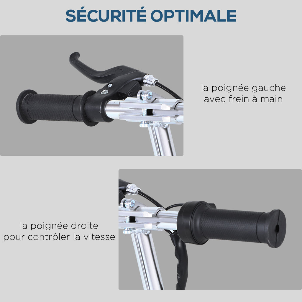 Trottinette électrique 120 W pliable pour enfant de 6+ ans hauteur guidon et selle réglable 10 Km/h max. rose-3