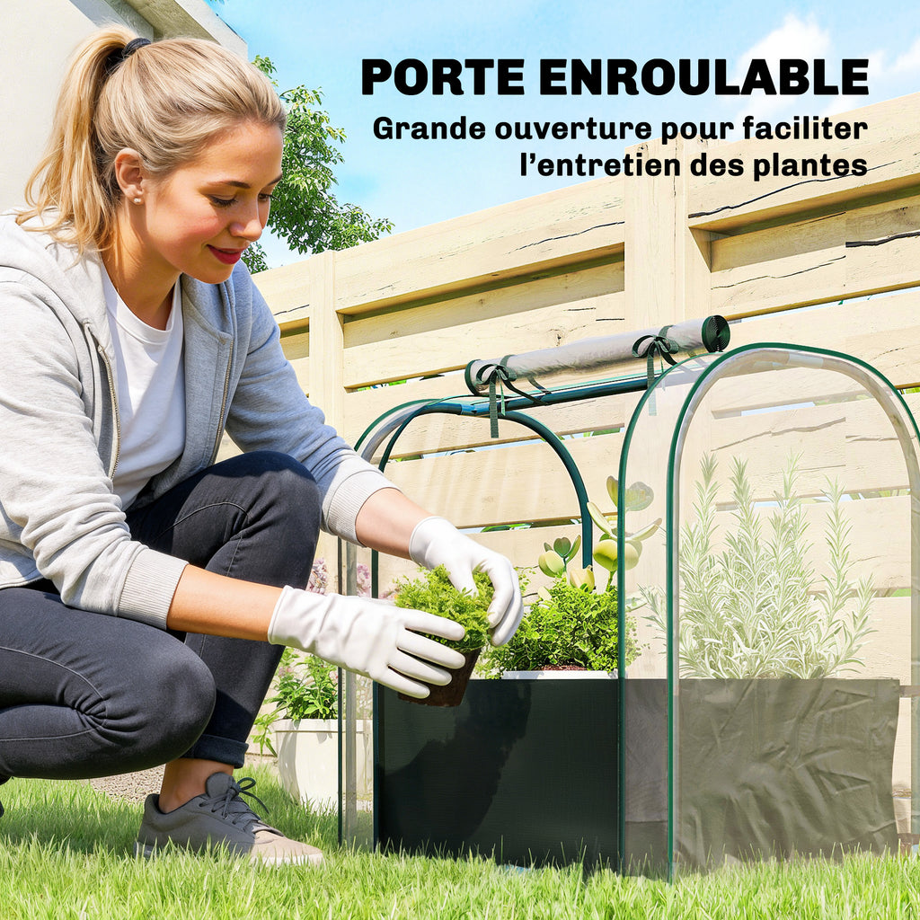 Mini Serre avec Sac de Plantation, Serre Portable avec porte enroulable, 68 x 50 x 70 cm, Vert Foncé-4