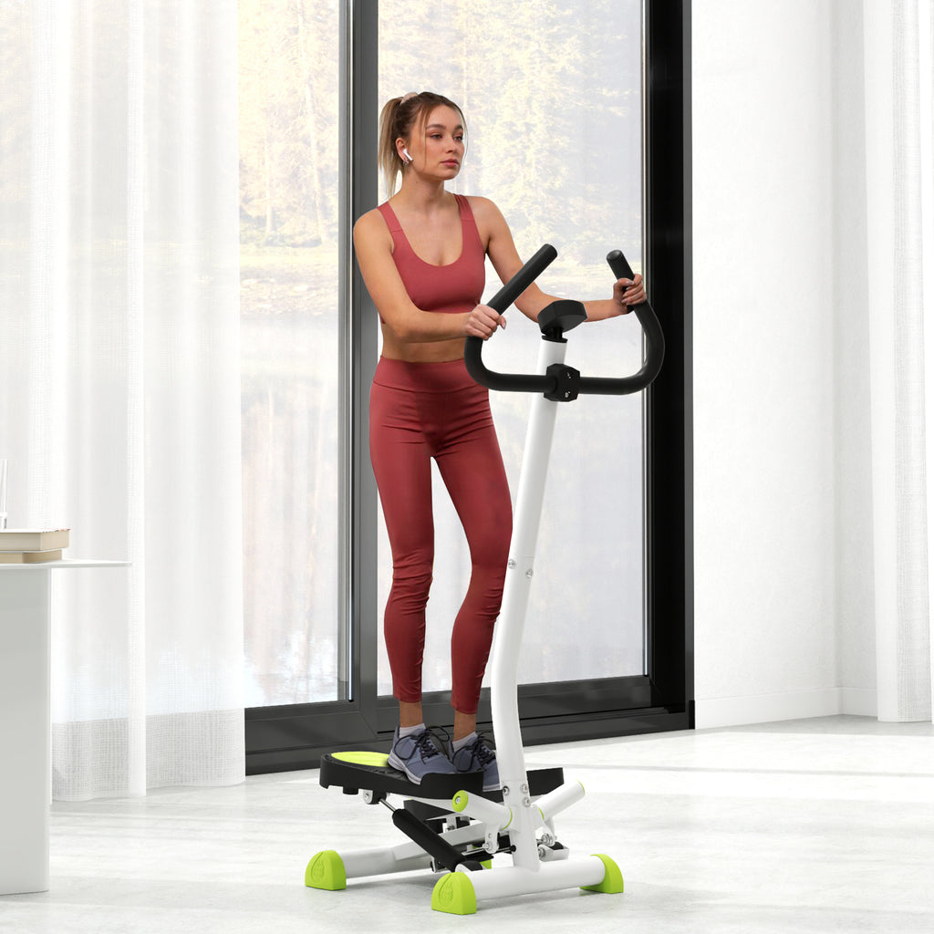 Stepper avec Guidon, Stepper Twist, Écran LCD, Résistance Réglable, Exercice Hanches, Jambes, Lombes, pour Maison, Acier, Blanc, Vert, Noir-9