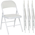 Lot de 4 chaises pliantes chaises de salle à manger portables cadre en acier dim. 45l x 46P x 78H cm blanc-0