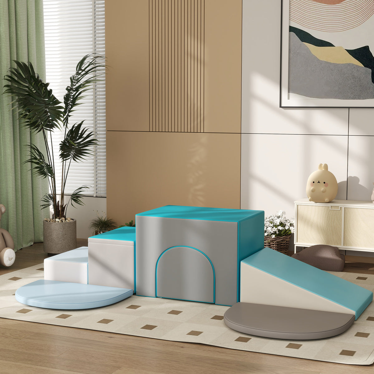 7PCS Module motricité bébé parcours motricité bébé en mousse EPE pour enfants d'âge préscolaire, multicolore-9