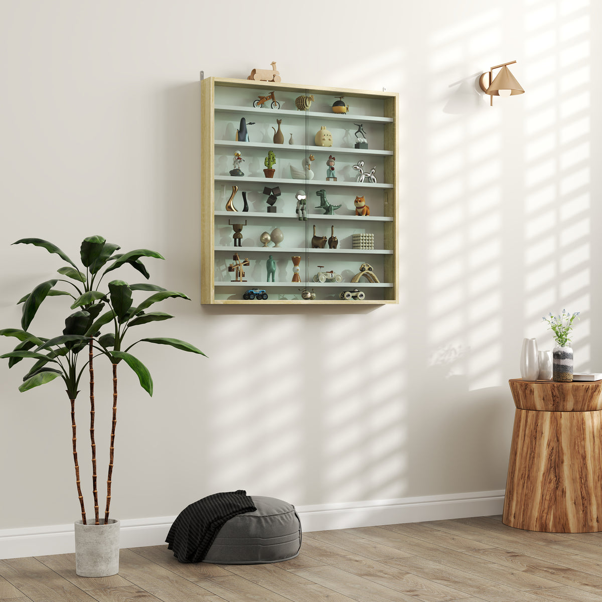 Vitrine pour collection vitrine murale 80 x 9,5 x 83 cm 6 étagères réglables en hauteur 2 portes coulissantes en verre-9