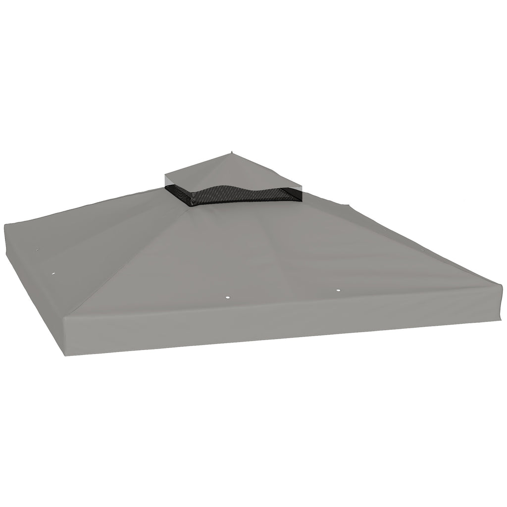 Toile pour tonnelle 3 x 3 m toile de rechange pour tonnelle à 2 niveaux protection UPF30+ trous de drainage gris-0