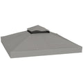 Toile pour tonnelle 3 x 3 m toile de rechange pour tonnelle à 2 niveaux protection UPF30+ trous de drainage gris-0