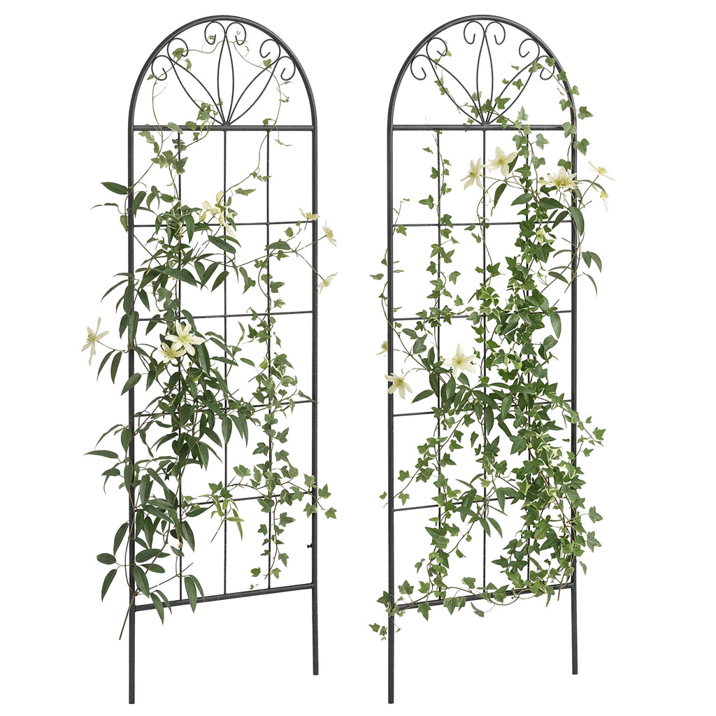 Treillis de jardin lot de 2 support pour plantes grimpantes en métal - 51 x 152 cm noir-0