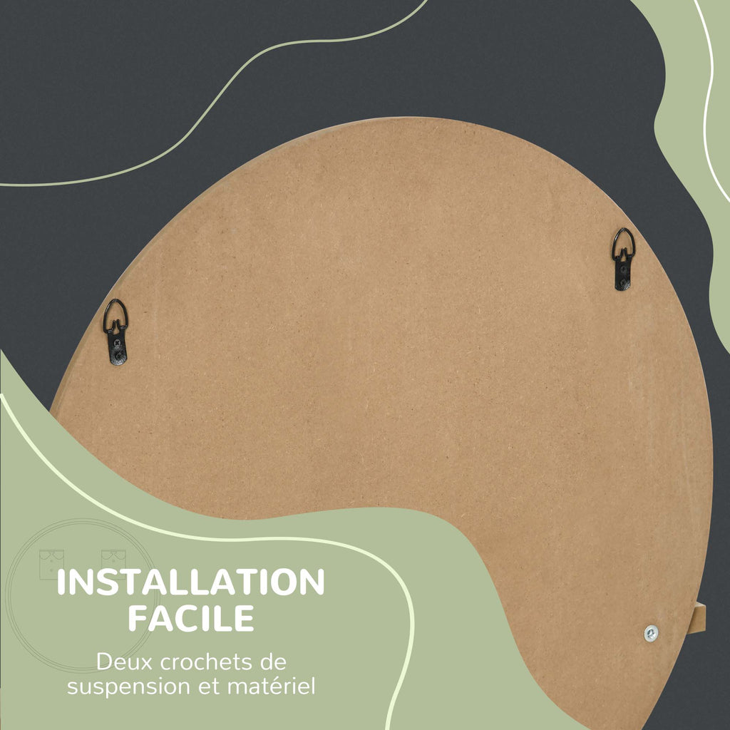 Miroir rond mural de salle de bain avec 1 étagère de rangement - Ø 45 x 10H cm - panneau de particules-5