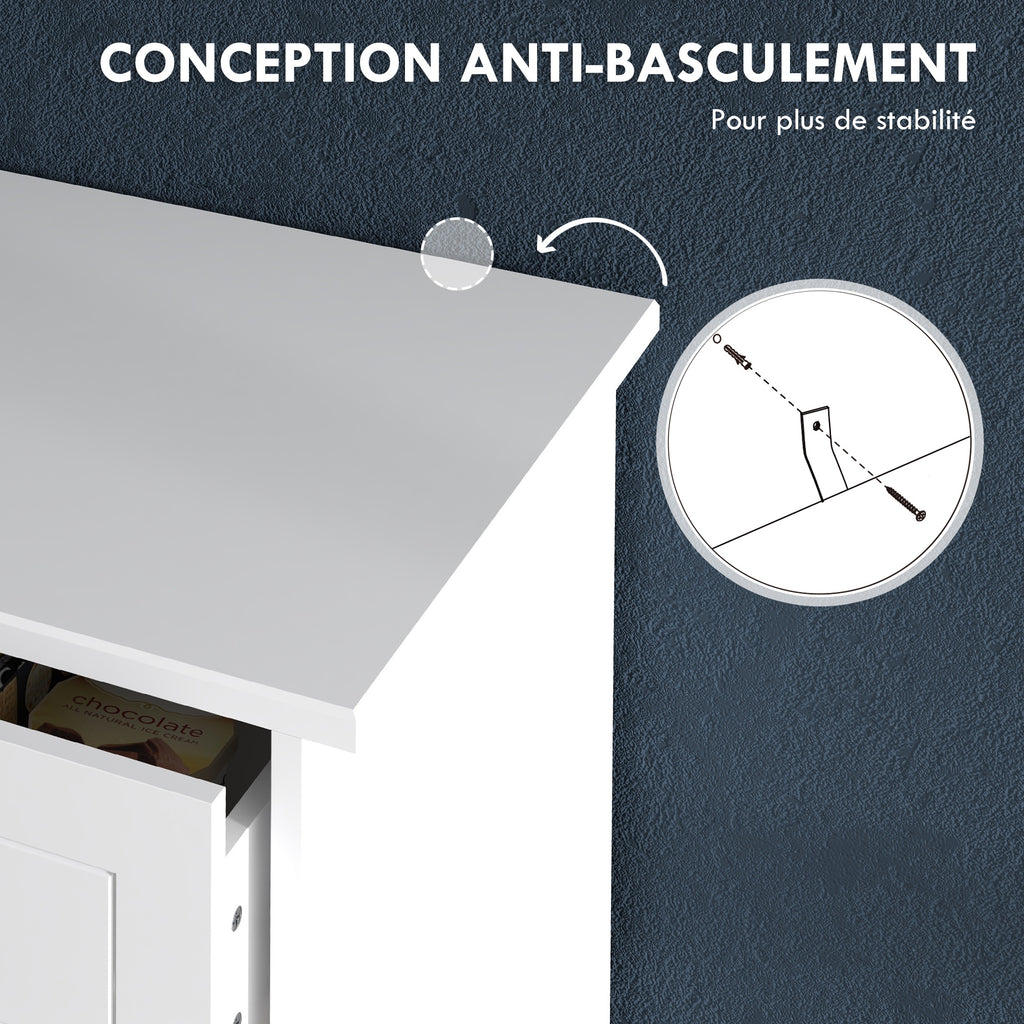 Commode meuble de rangement 5 tiroirs pour chambre, bureau, entrée, blanc et poignée métal noir-5