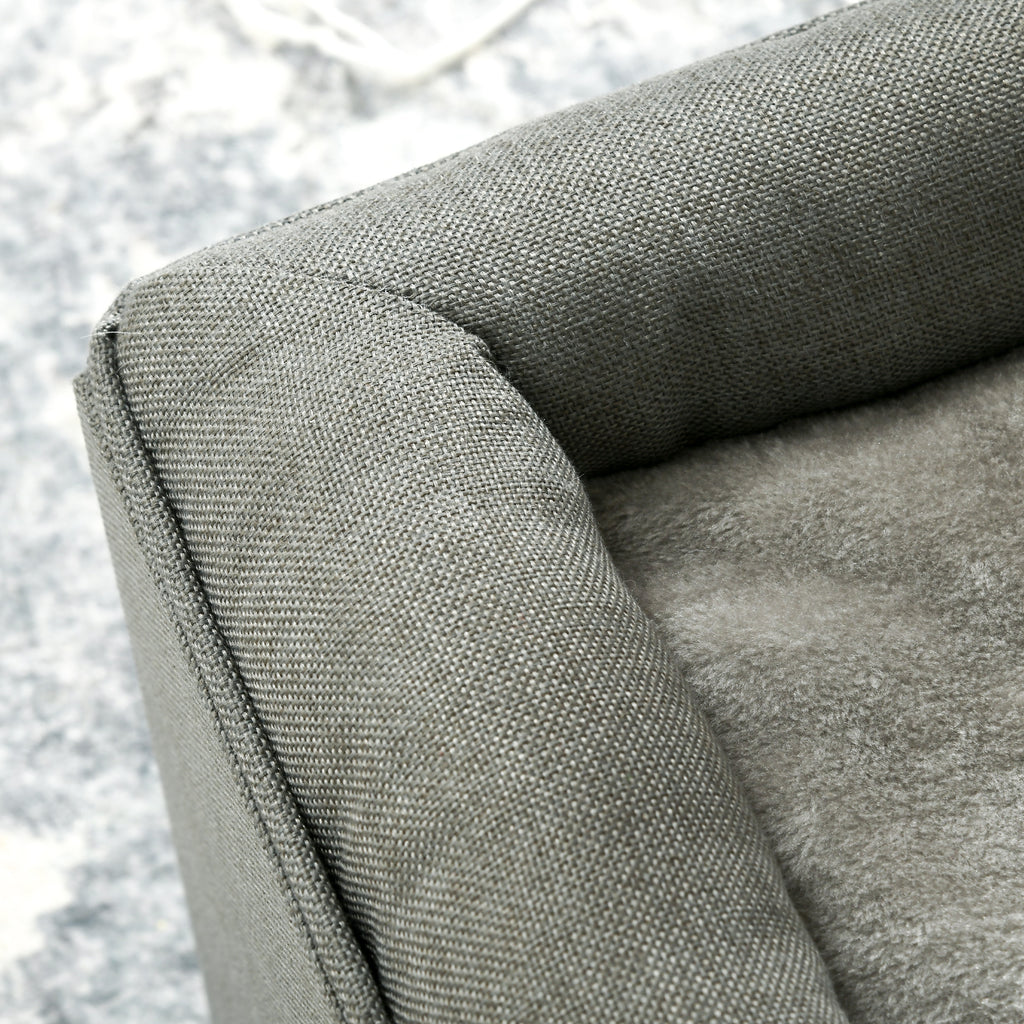 Maison niche pour chat 2 niveaux avec coussin moelleux en peluche - 36,5 x 36,5 x 33 cm gris-7