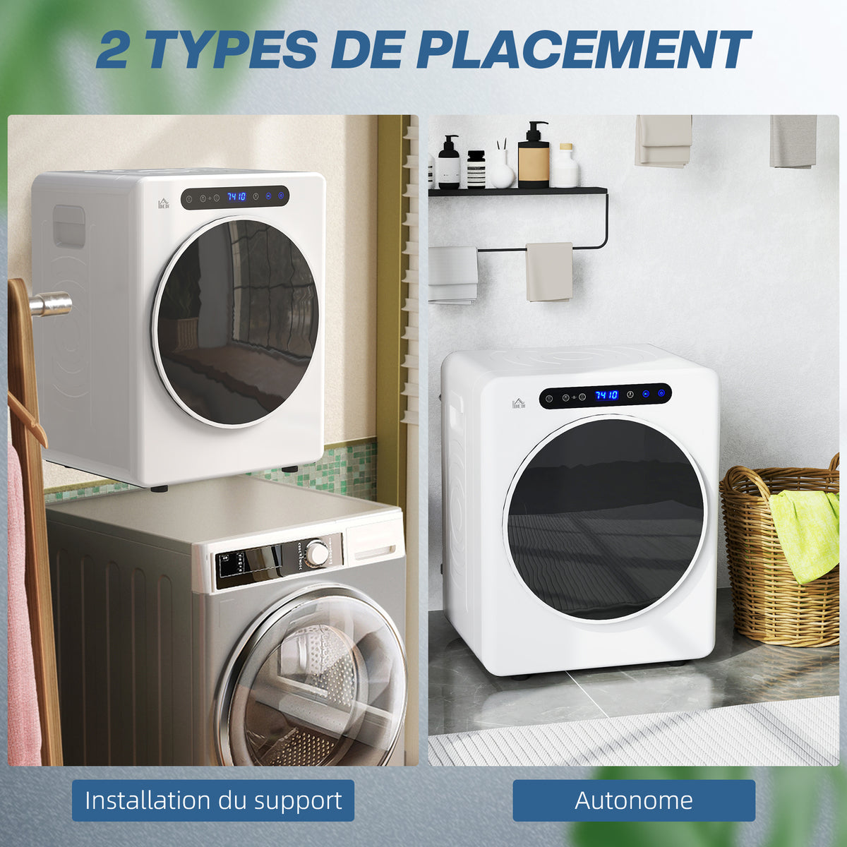 Sèche linge à évacuation, sèche-linge électrique 1000 W 3 Kg, modes Extra Dry et ECO, minuterie, acier inoxydable, blanc-6