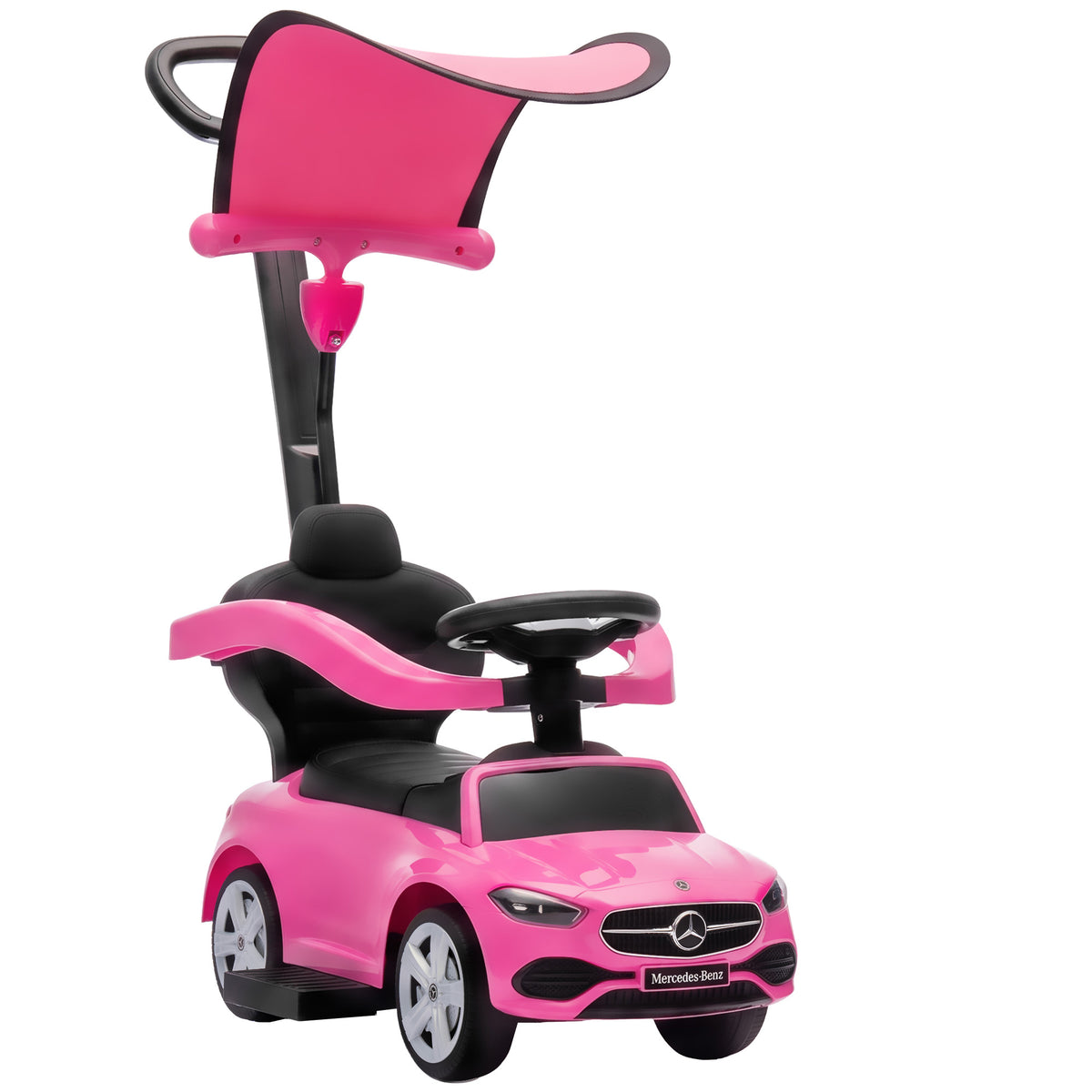 Porteur Enfants 3 en 1 Mercedes-Benz sous Licence, Garde-Corps, Espace de Rangement, Klaxon, 83x40x90cm, Rose-0