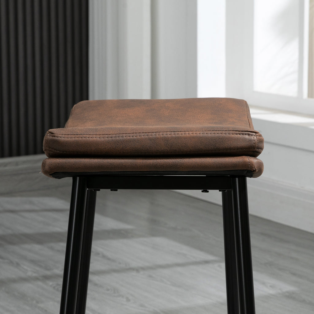 Lot de 2 tabourets de bar avec repose-pieds acier style industriel assise incurvée 48,5 x 38,5 x 68,5 cm marron noir-6