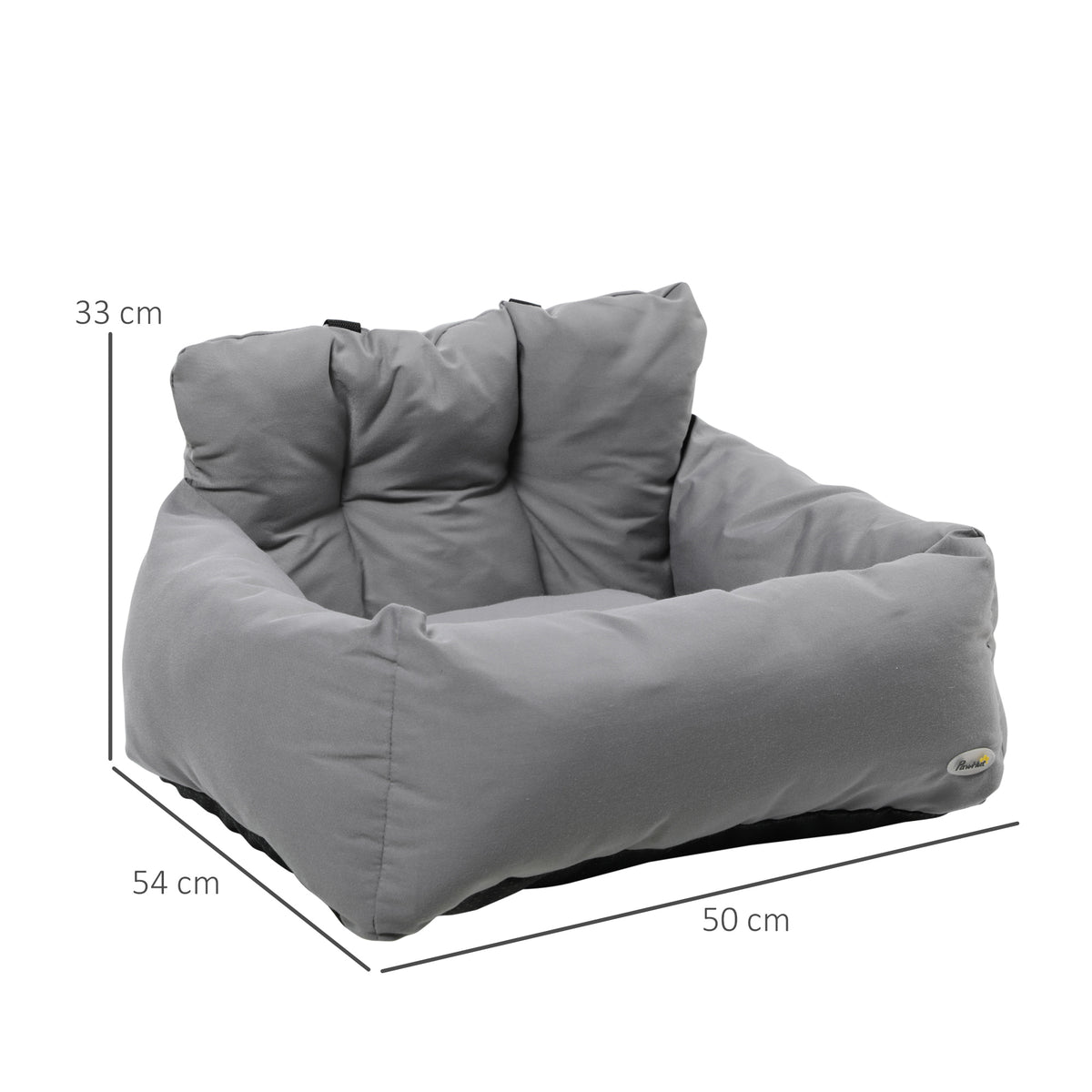 Siège d'auto pour animaux de compagnie sac de transport chien et chat rembourré de coton PP épais sûr et confortable fond antidérapant 50 x 54 x 33 cm gris foncé-2