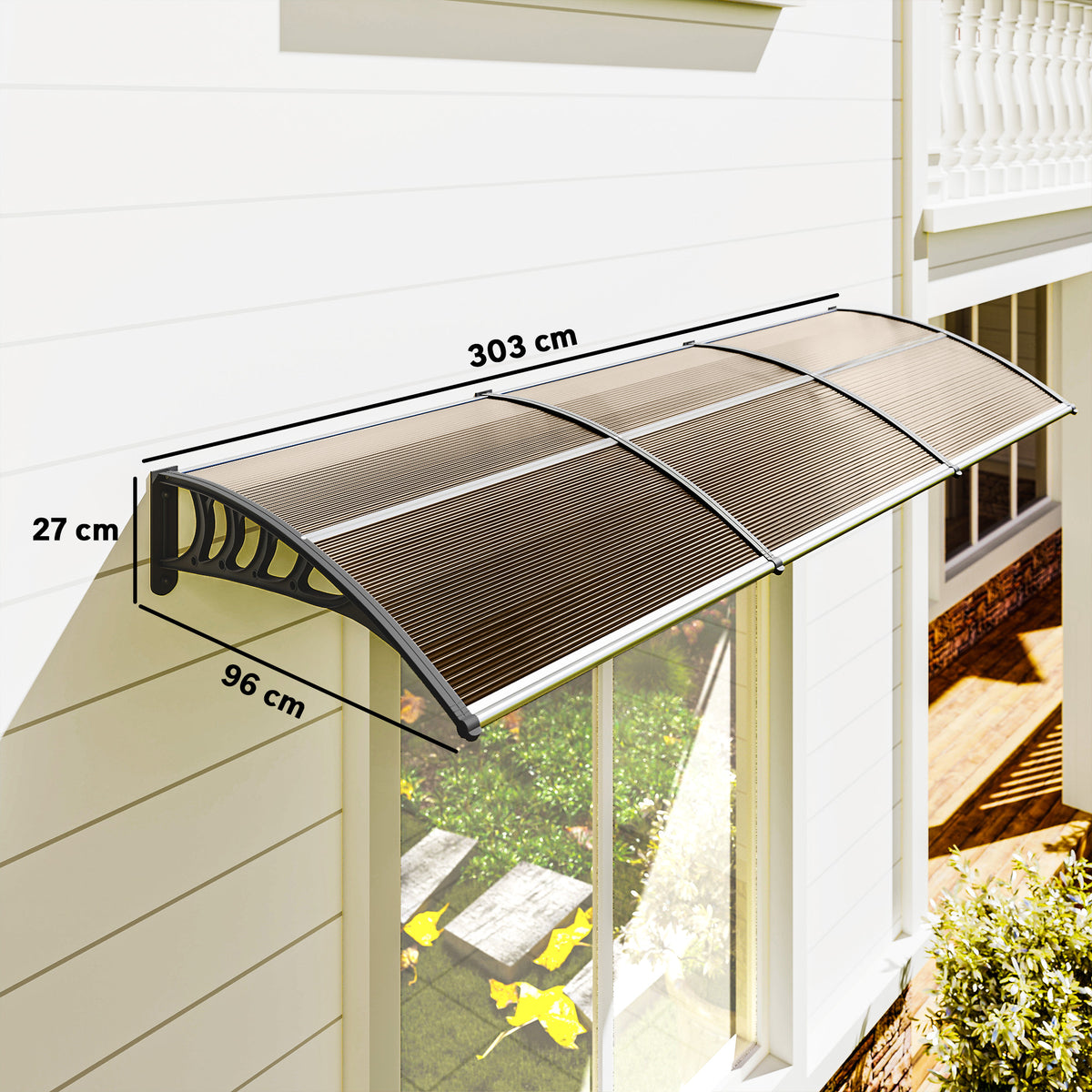 Auvent de porte toit marquise en polycarbonate auvent de porte d'entrée bord en aluminium contre la pluie et UV-2