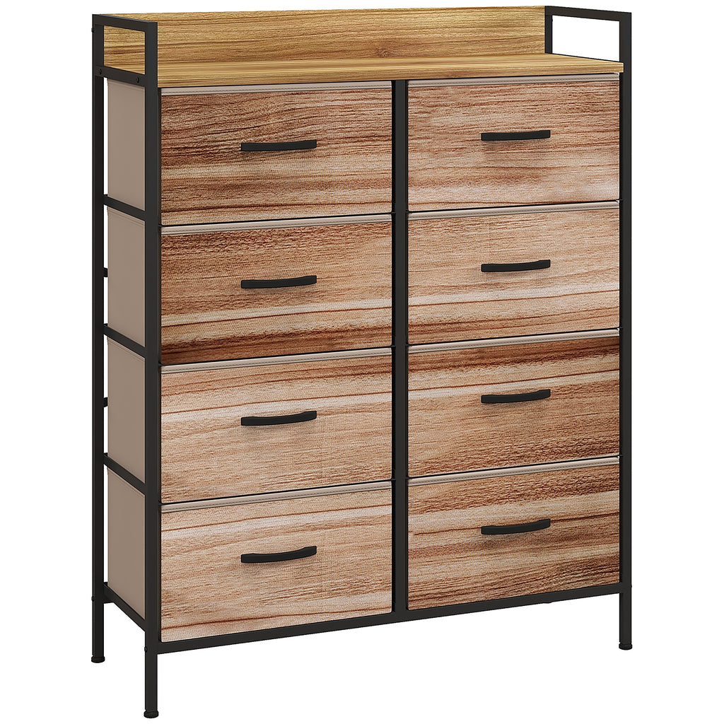 Meuble de Rangement commode 8 tiroirs en tissu amovibles, étagère supérieure et cadre acier 79L x 29l x 101H cm-0