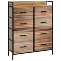 Meuble de Rangement commode 8 tiroirs en tissu amovibles, étagère supérieure et cadre acier 79L x 29l x 101H cm-0