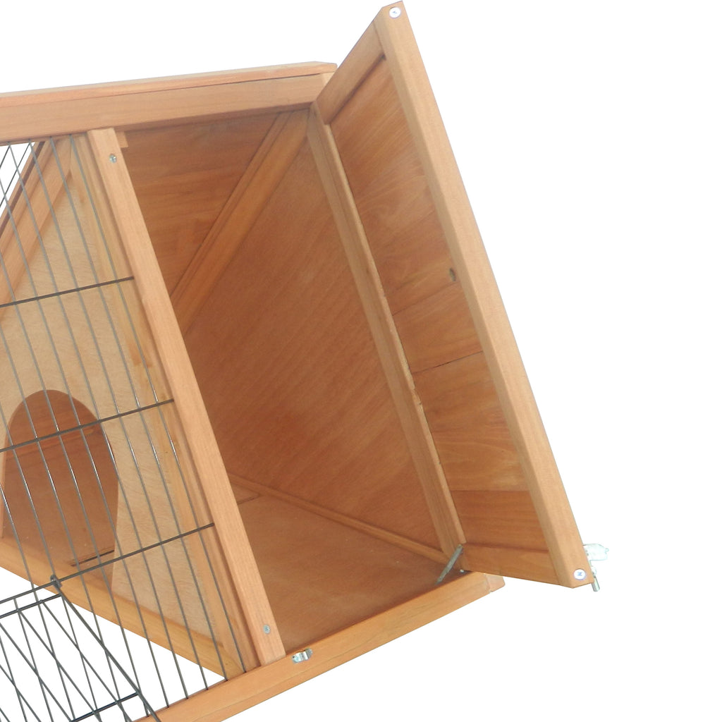 Clapier triangulaire de sol enclos extérieur niche double porte convient aux lapins poules tortue terrestre dim. 116L x 62,2l x 52,5H cm bois massif pin-8